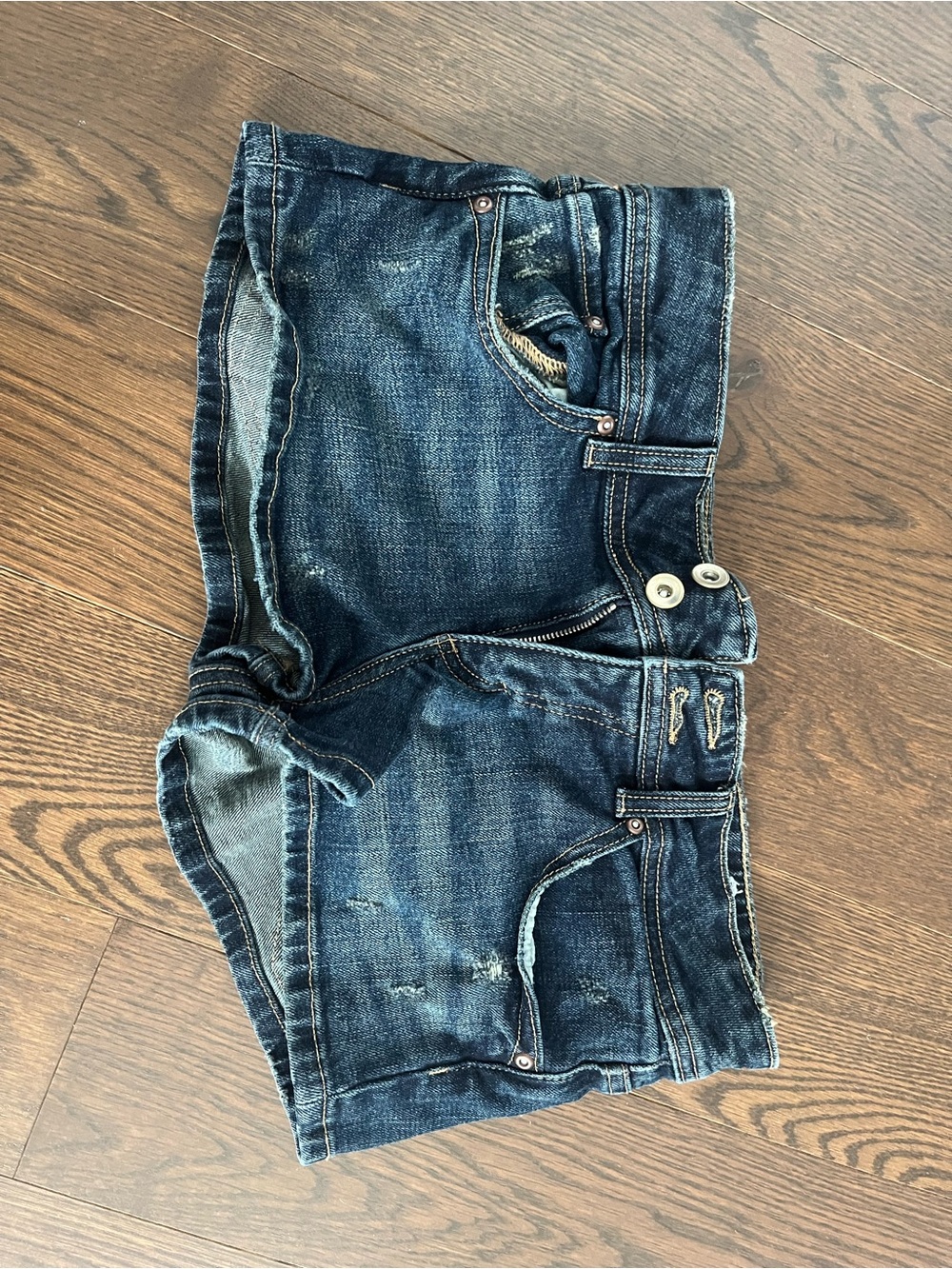 Zara Dark Blue Denim Y2K Low Rise Jean Shorts
